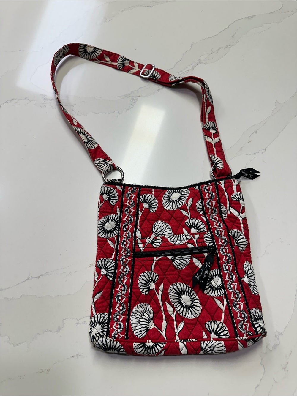 Vera Bradley Red Floral Quilted Crossbody Bag